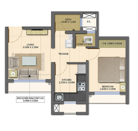 Dosti Sion 1 BHK Plan