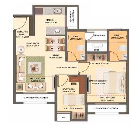 Dosti Sion 2BHK Plan